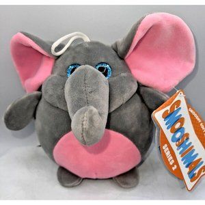 6" elephant  Smooshimals Toy Factory Plush Stuffed Animal  Gray & Pink
